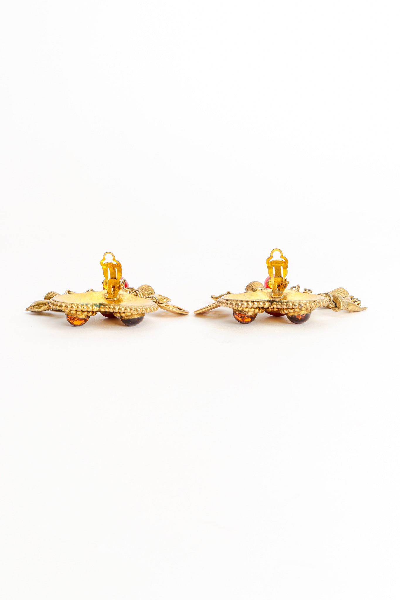 Vintage Isabel Canovas Statement Heart Pendent Charm Earrings post crop at Recess Los Angeles