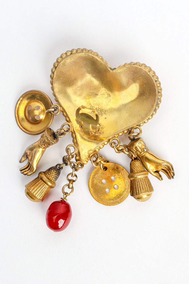 Vintage Isabel Canovas Statement Heart Pendent Charm Earrings back at Recess Los Angeles