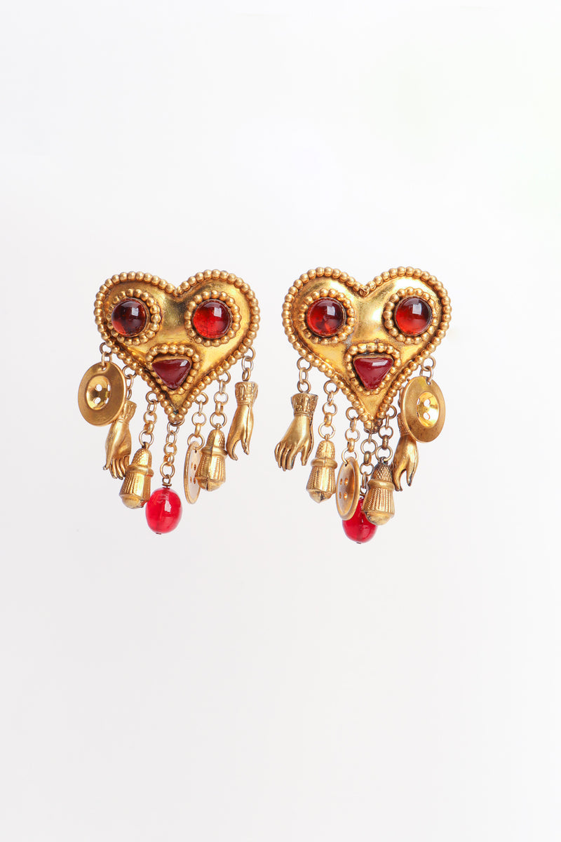 Vintage Isabel Canovas Statement Heart Pendent Charm Earrings at Recess Los Angeles