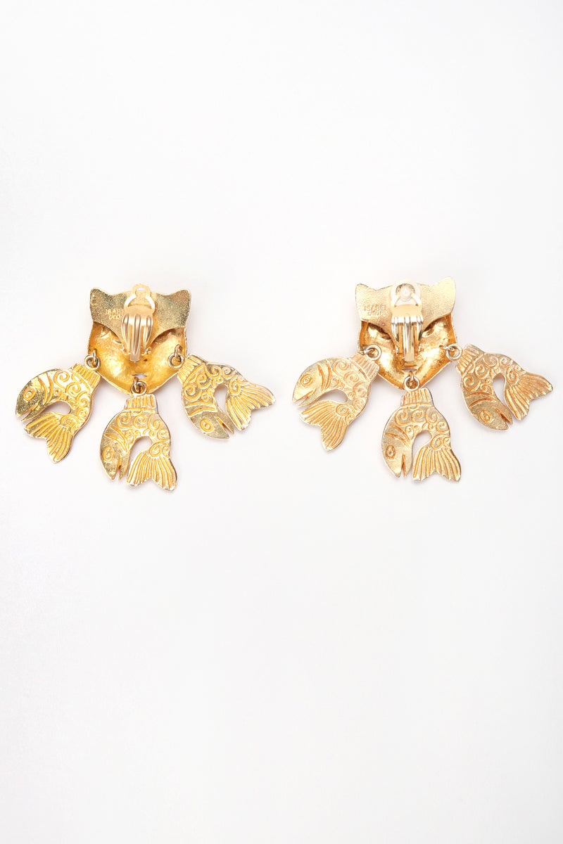 Recess Designer Consignment Vintage Isabel Canovas Catfish Mask Chandelier Earrings