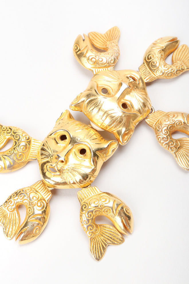 Recess Designer Consignment Vintage Isabel Canovas Catfish Mask Chandelier Earrings