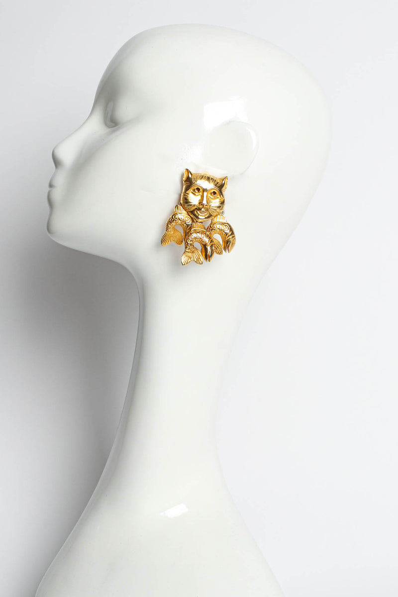 Vintage Isabel Canovas Triple Cat Fish Earrings on mannequin @ Recess Los Angeles