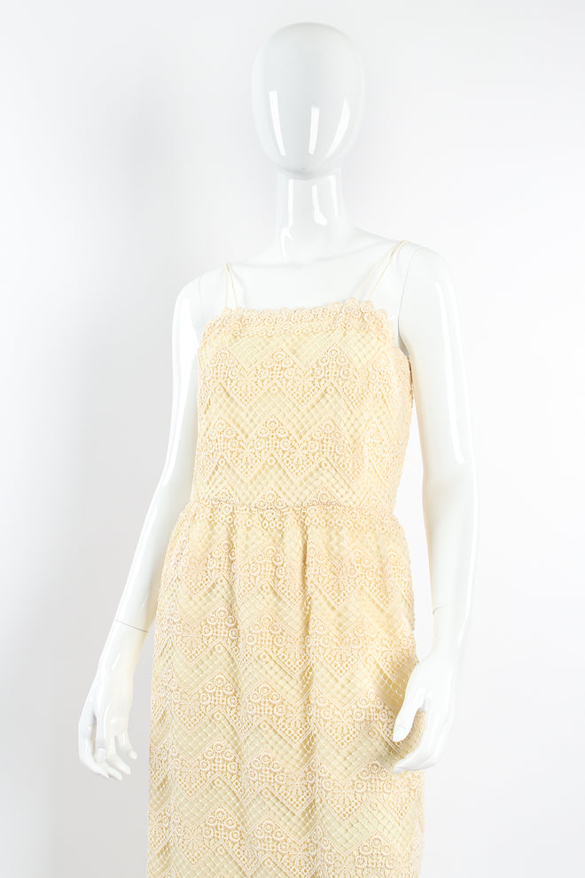 Vintage Michael Novarese Guipure Lace Dress & Jacket Set on Mannequin crop at Recess Los Angeles