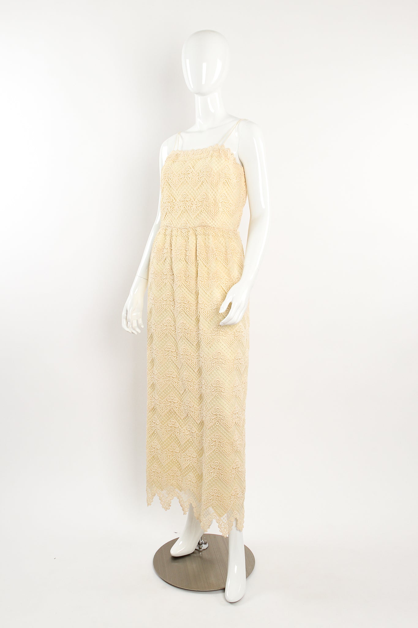Vintage Michael Novarese Guipure Lace Dress Set on Mannequin front at Recess Los Angeles