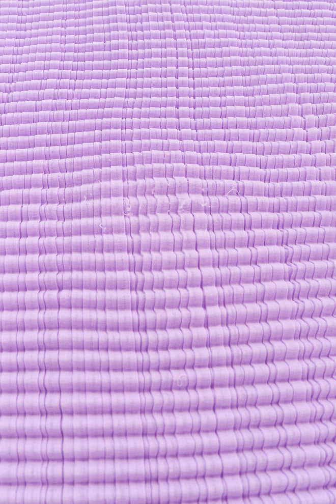 Vintage Issey Miyake Fete Lavender Pleated Turtleneck Top fabric wear at Recess Los Angeles