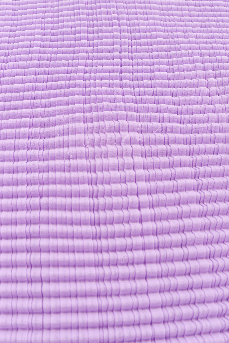 Vintage Issey Miyake Fete Lavender Pleated Turtleneck Top fabric wear at Recess Los Angeles