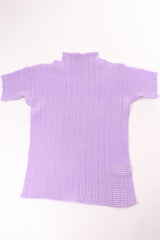 Vintage Issey Miyake Fete Lavender Pleated Turtleneck Top flat at Recess Los Angeles