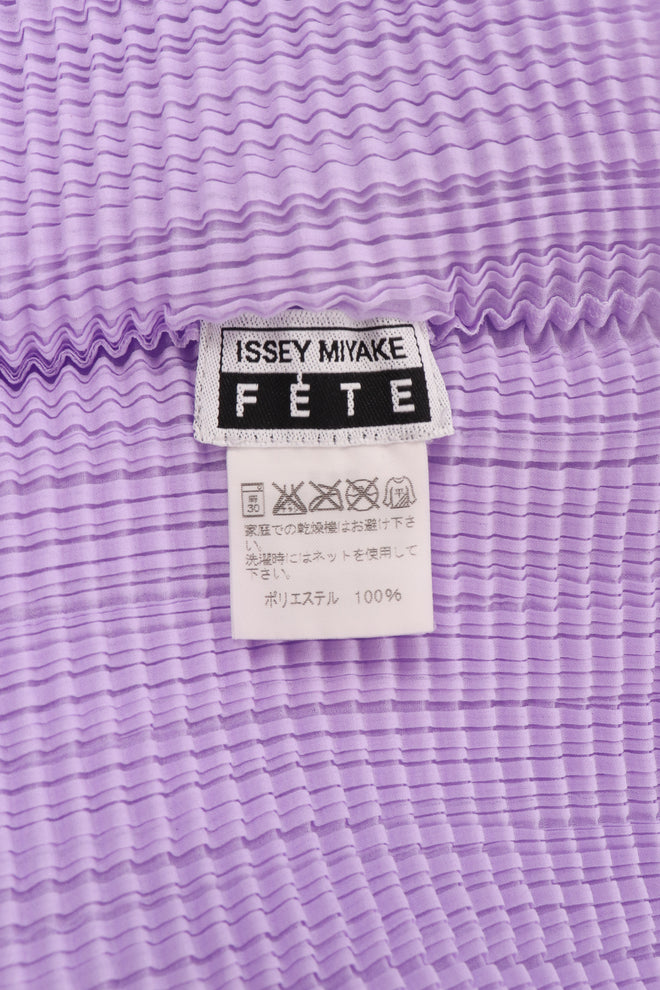 Vintage Issey Miyake Fete Lavender Pleated Turtleneck Top label at Recess Los Angeles