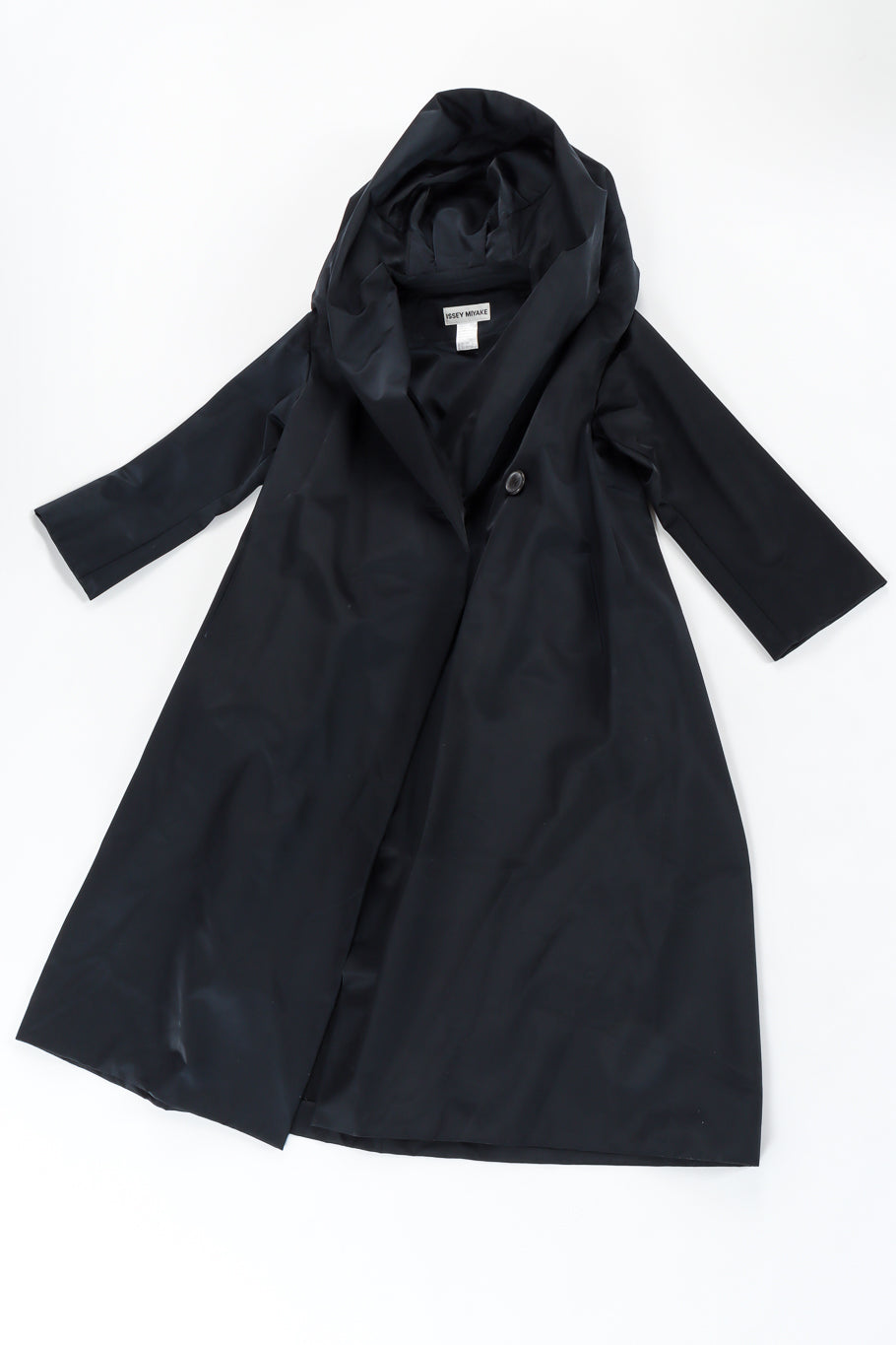 Vintage Issey Miyake Hooded Satin Overcoat coat flat lay @ Recess LA