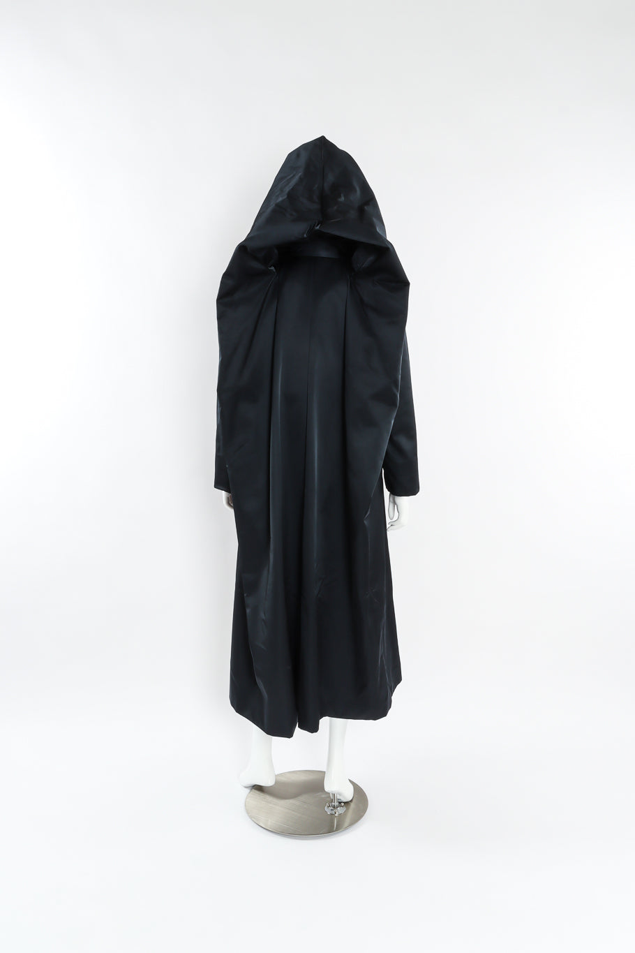 Vintage Issey Miyake Hooded Satin Overcoat mannequin back @ Recess LA