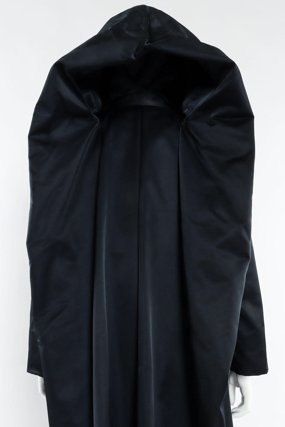 Vintage Issey Miyake Hooded Satin Overcoat back hood drape detail @ Recess LA