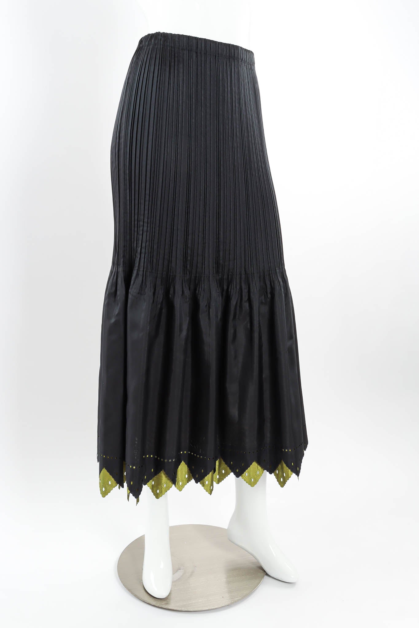 Vintage Issey Miyake Pleated Eyelet A-Line Skirt mannequin angle @ Recess Los Angeles