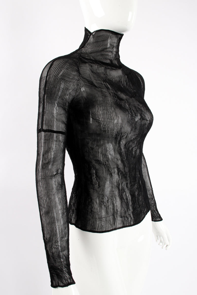 Vintage Issey Miyake Sheer Pleated Tissue Mockneck Top – Recess