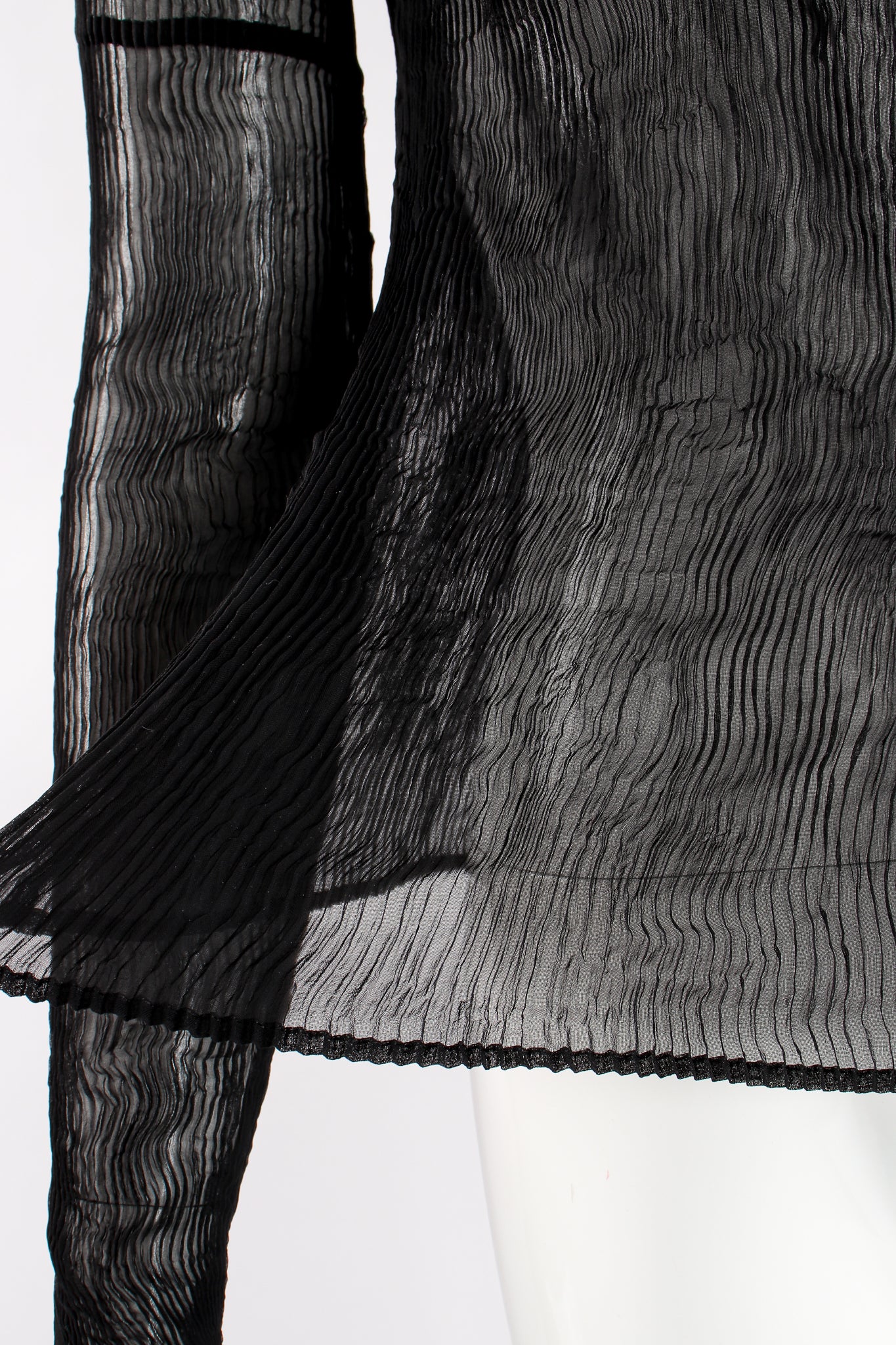 Vintage Issey Miyake Sheer Pleated Tissue Mockneck Top fabric at Recess LA