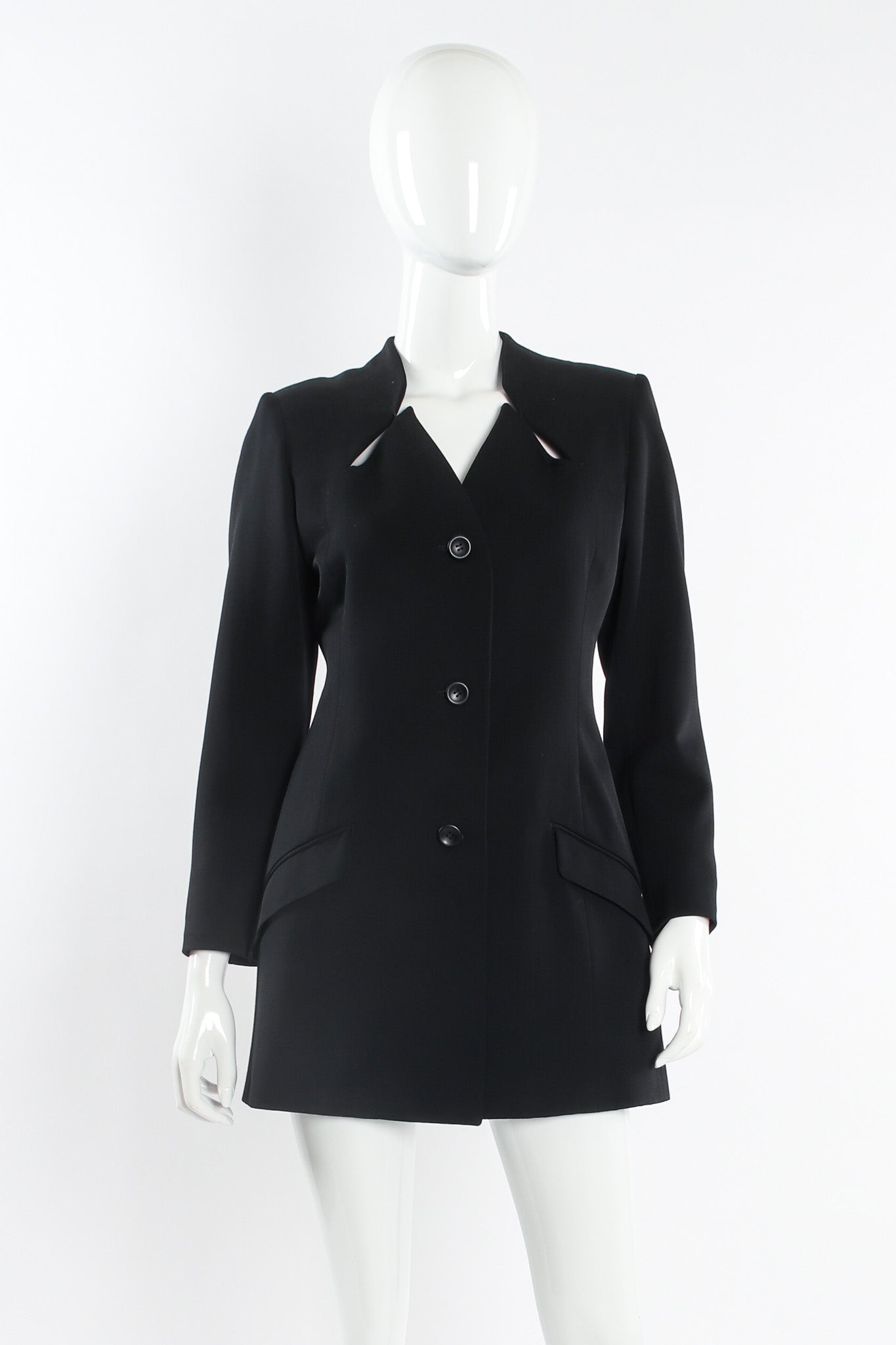 Vintage Issey Miyake Love Button Wool Jacket mannequin front @ Recess LA