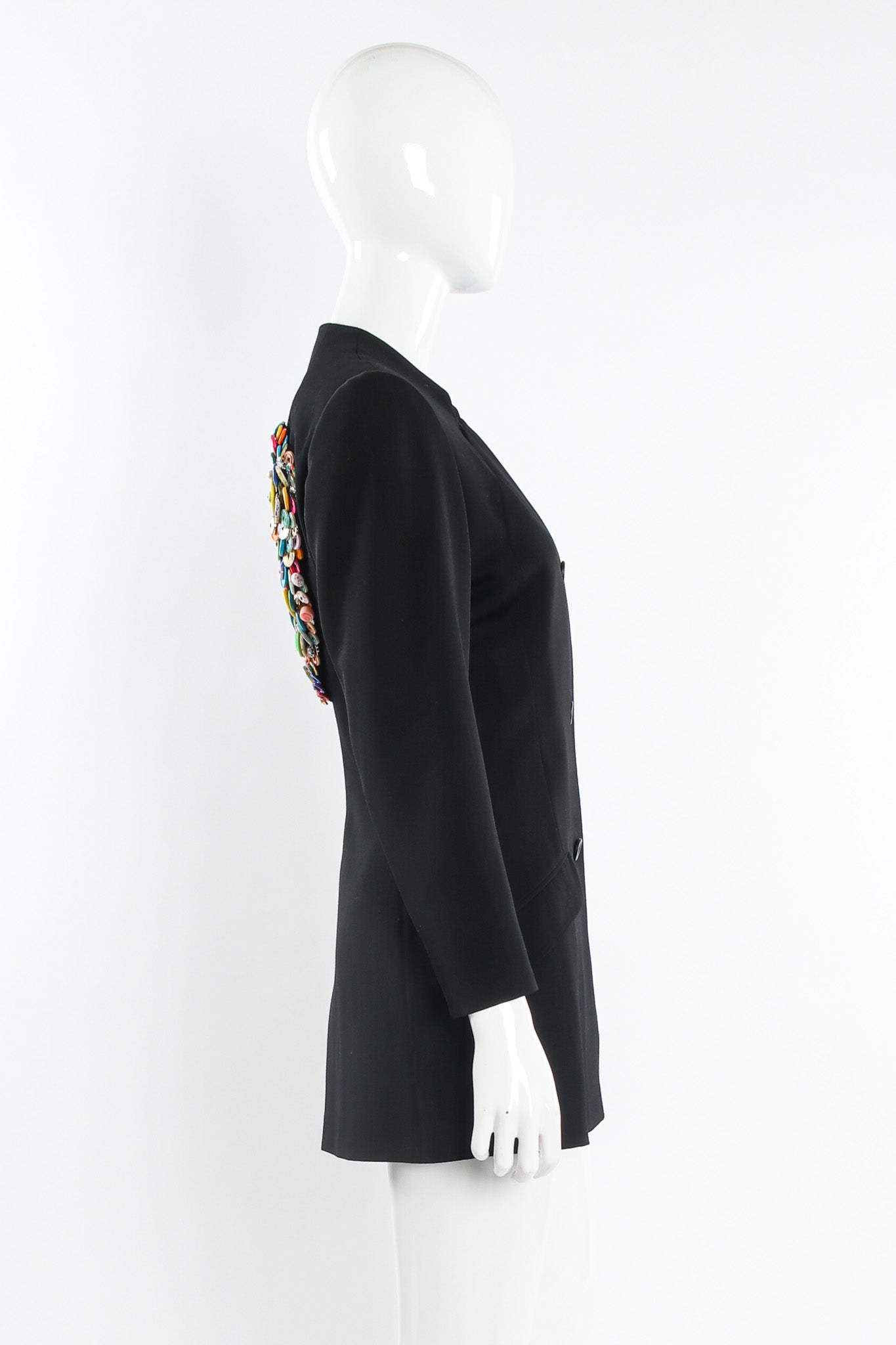 Vintage Issey Miyake Love Button Wool Jacket mannequin side @ Recess LA