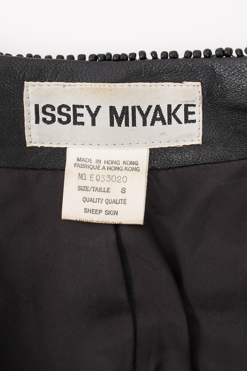 Vintage Issey Miyake Beaded Woven Leather Jacket label at Recess Los Angeles