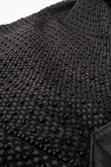 Vintage Issey Miyake Beaded Woven Leather Jacket fabric detail at Recess Los Angeles