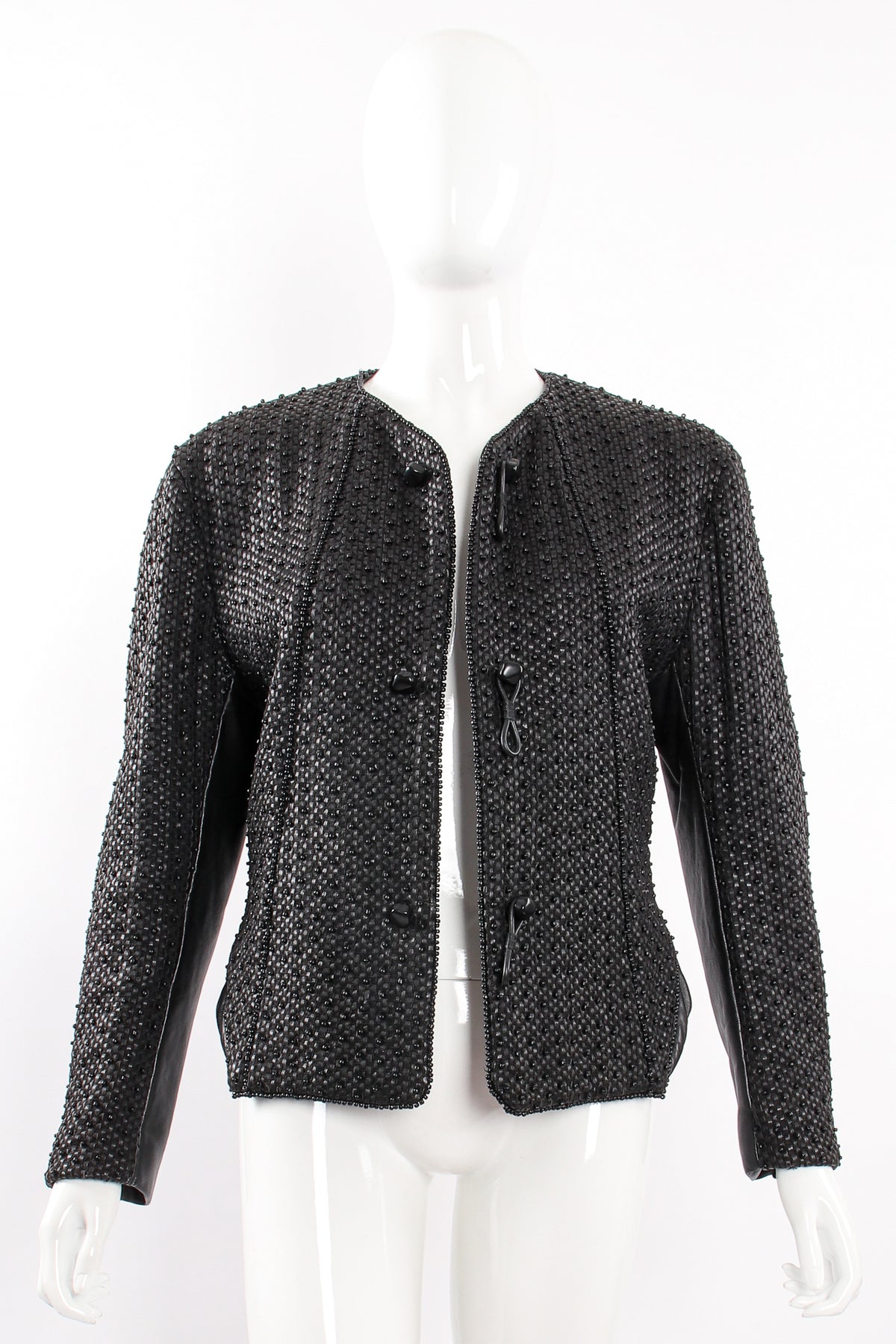 Vintage Issey Miyake Beaded Woven Leather Jacket – Recess