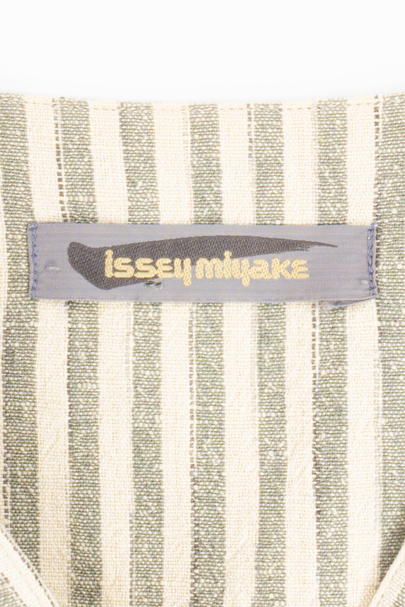 Vintage Issey Miyake Cotton Striped Duster Jacket label at Recess Los Angeles
