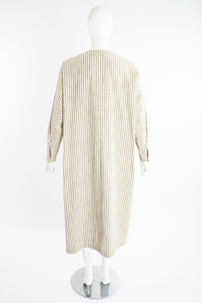 Vintage Issey Miyake Cotton Striped Duster Jacket on Mannequin back at Recess Los Angeles