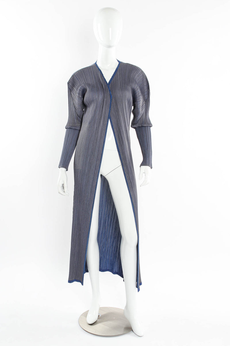 Vintage Pleats Please Issey Miyake Pleated Duster & Top Set mannequin duster front @ Recess LA