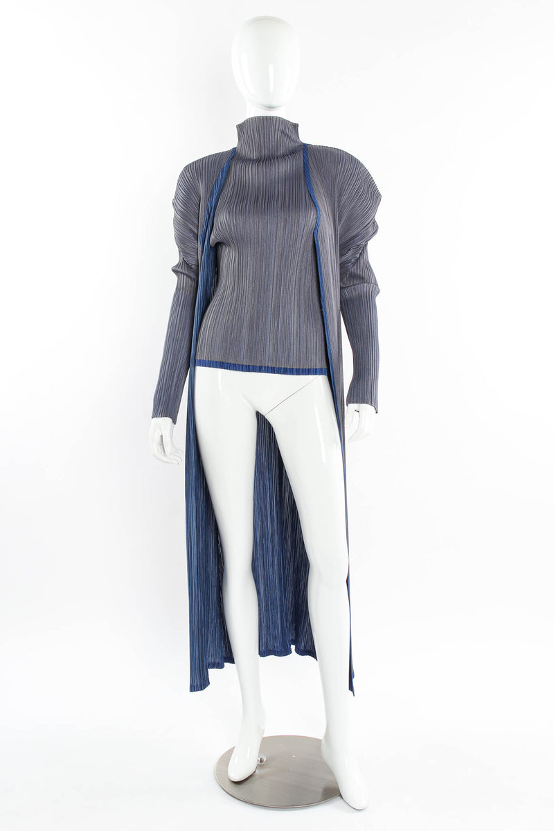 Vintage Pleats Please Issey Miyake Pleated Duster & Top Set mannequin front set @ Recess LA