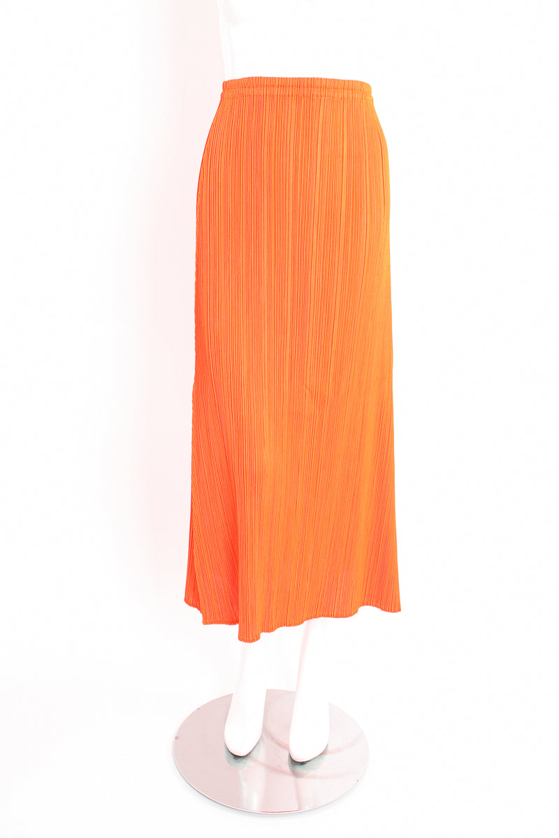 Vintage Issey Miyake Pleats Please Neon Duster & Skirt Set on Mannequin skirt front at Recess LA