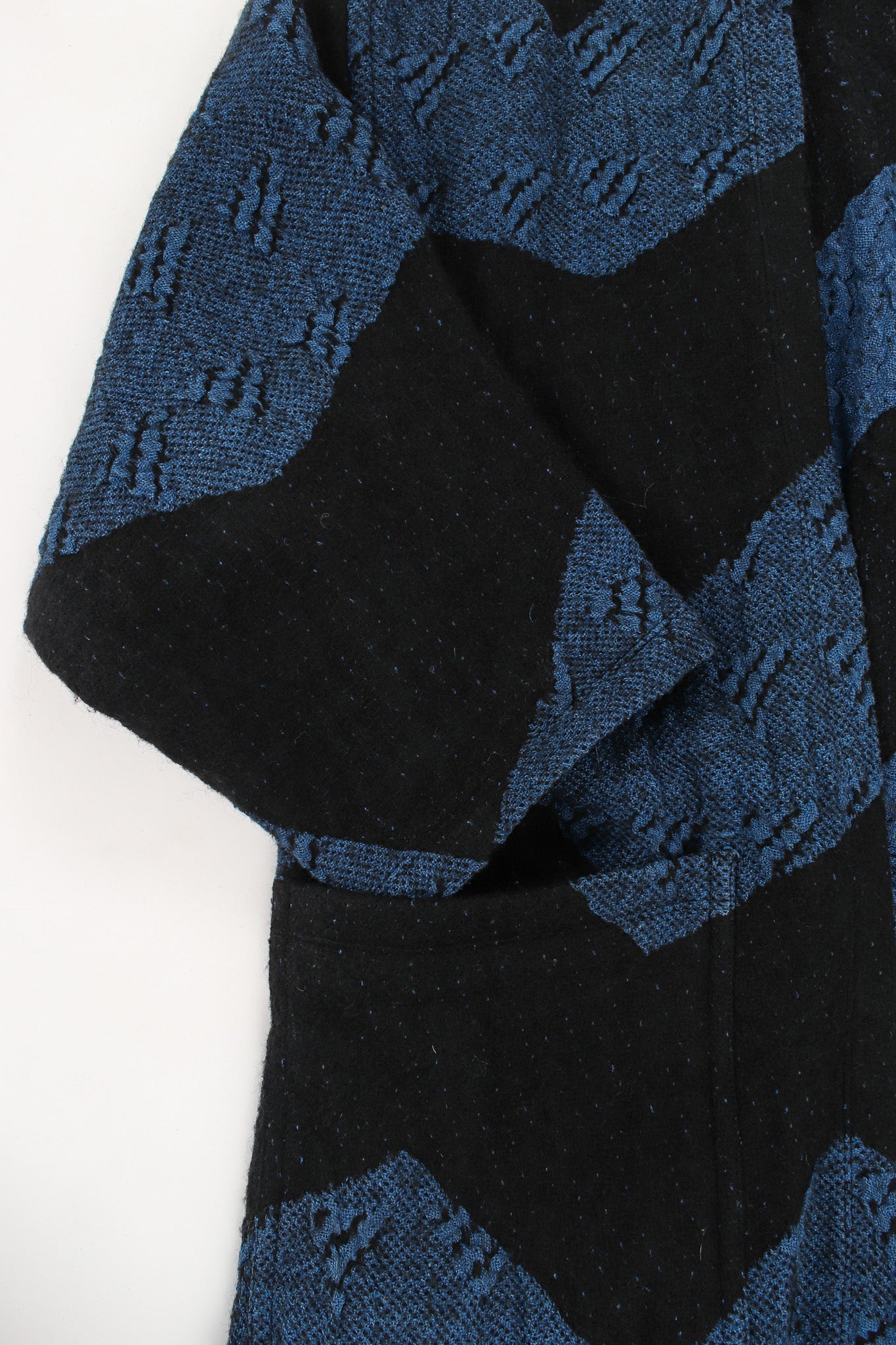 Vintage Issey Miyake 1980s Geo Stripe Textured Linen Duster  sleeve/pocket @ Recess LA
