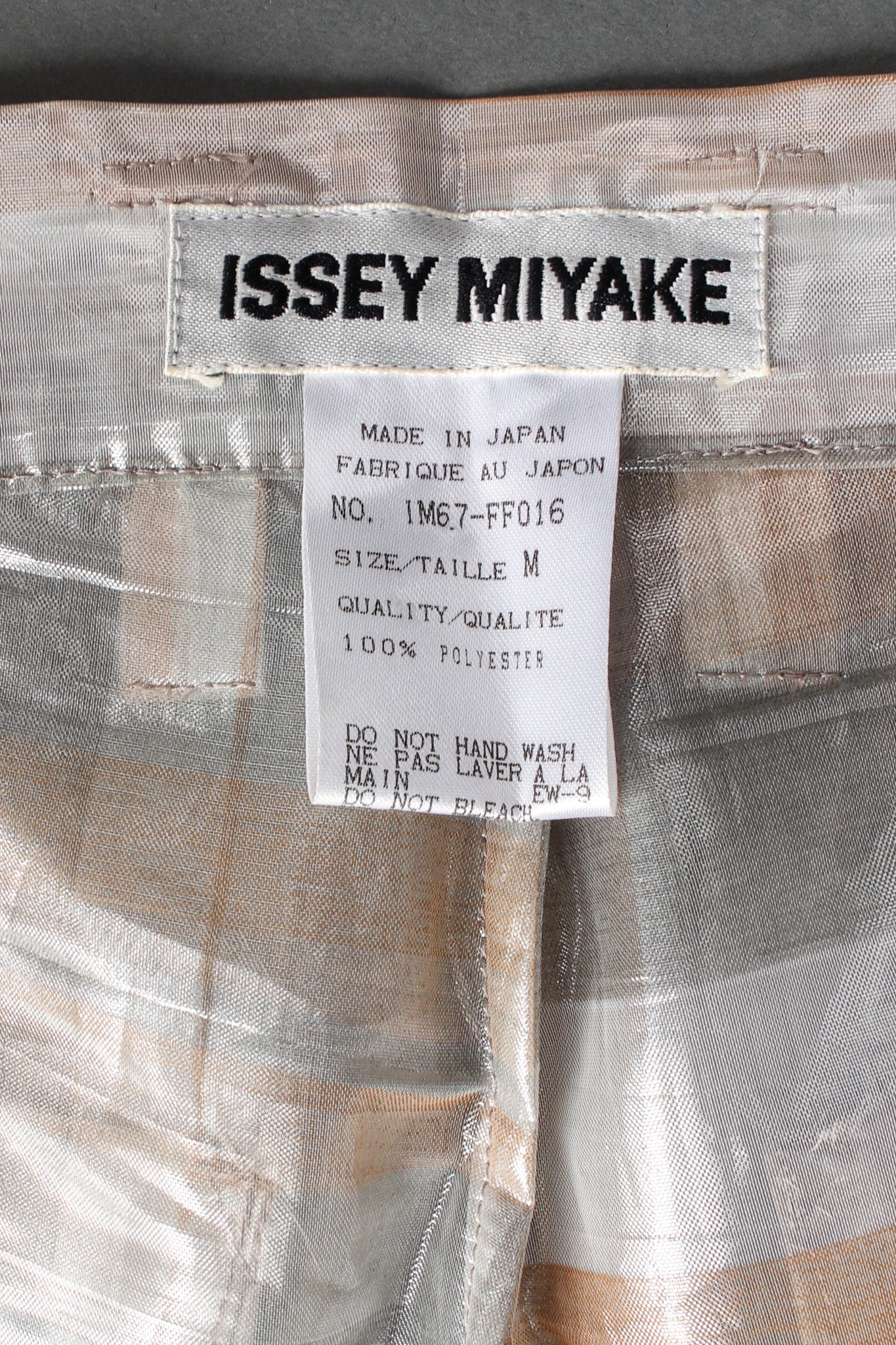 Vintage Issey Miyake Metallic Plaid Sheer Jacket & Pant Set tag @ Recess LA