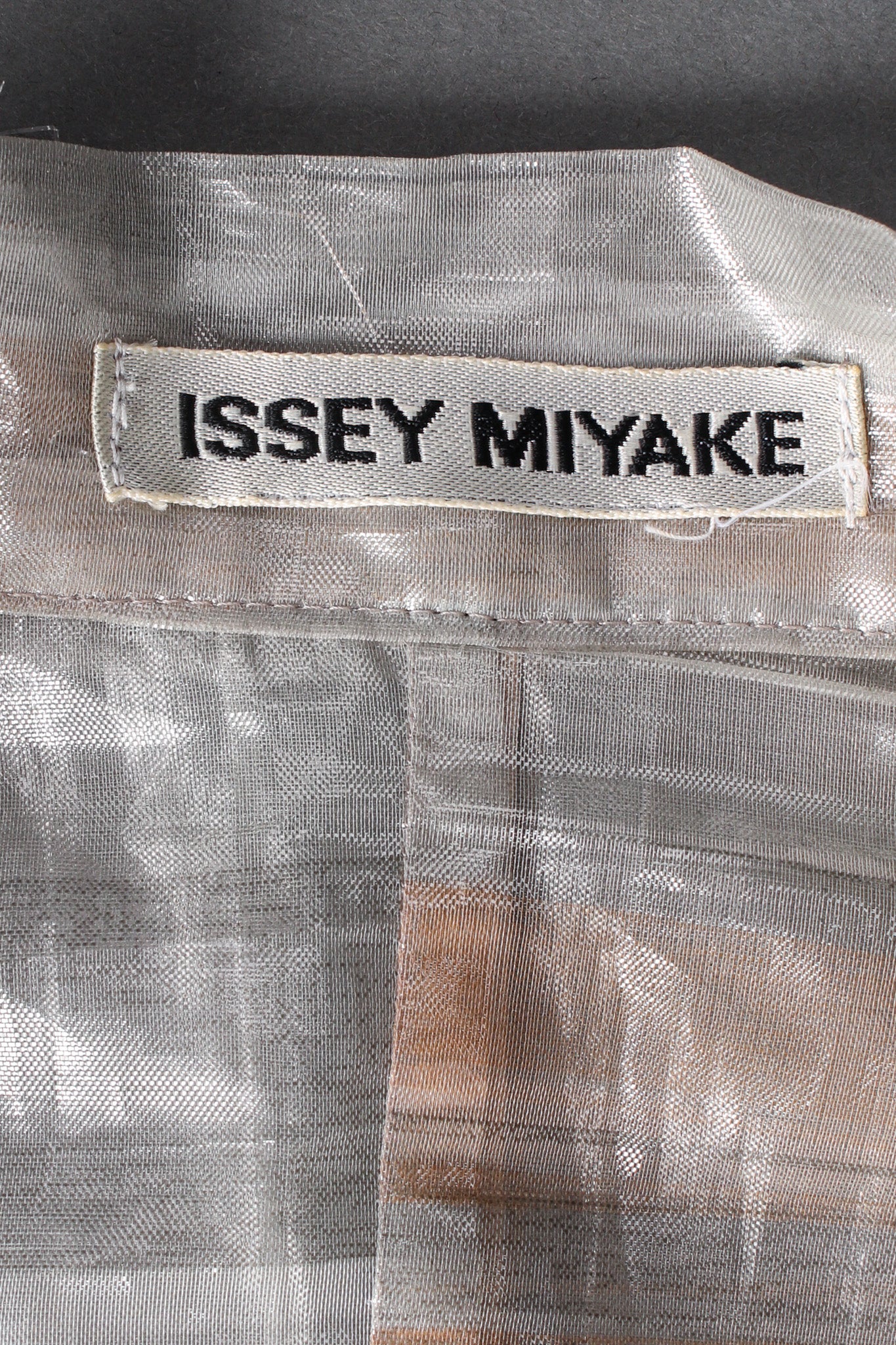 Vintage Issey Miyake Metallic Plaid Sheer Jacket & Pant Set tag @ Recess LA
