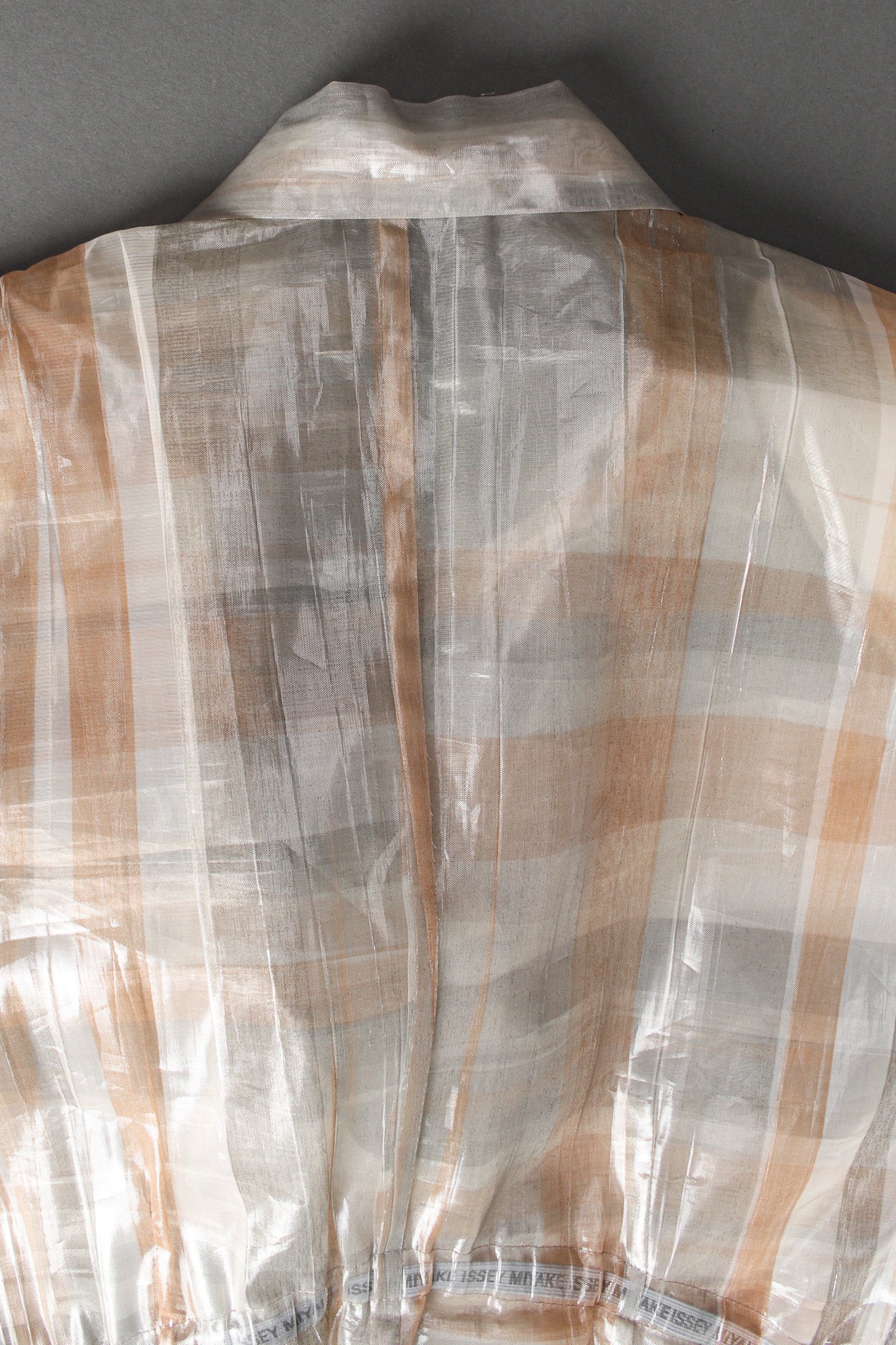 Vintage Issey Miyake Metallic Plaid Sheer Jacket & Pant Set back collar @ Recess LA