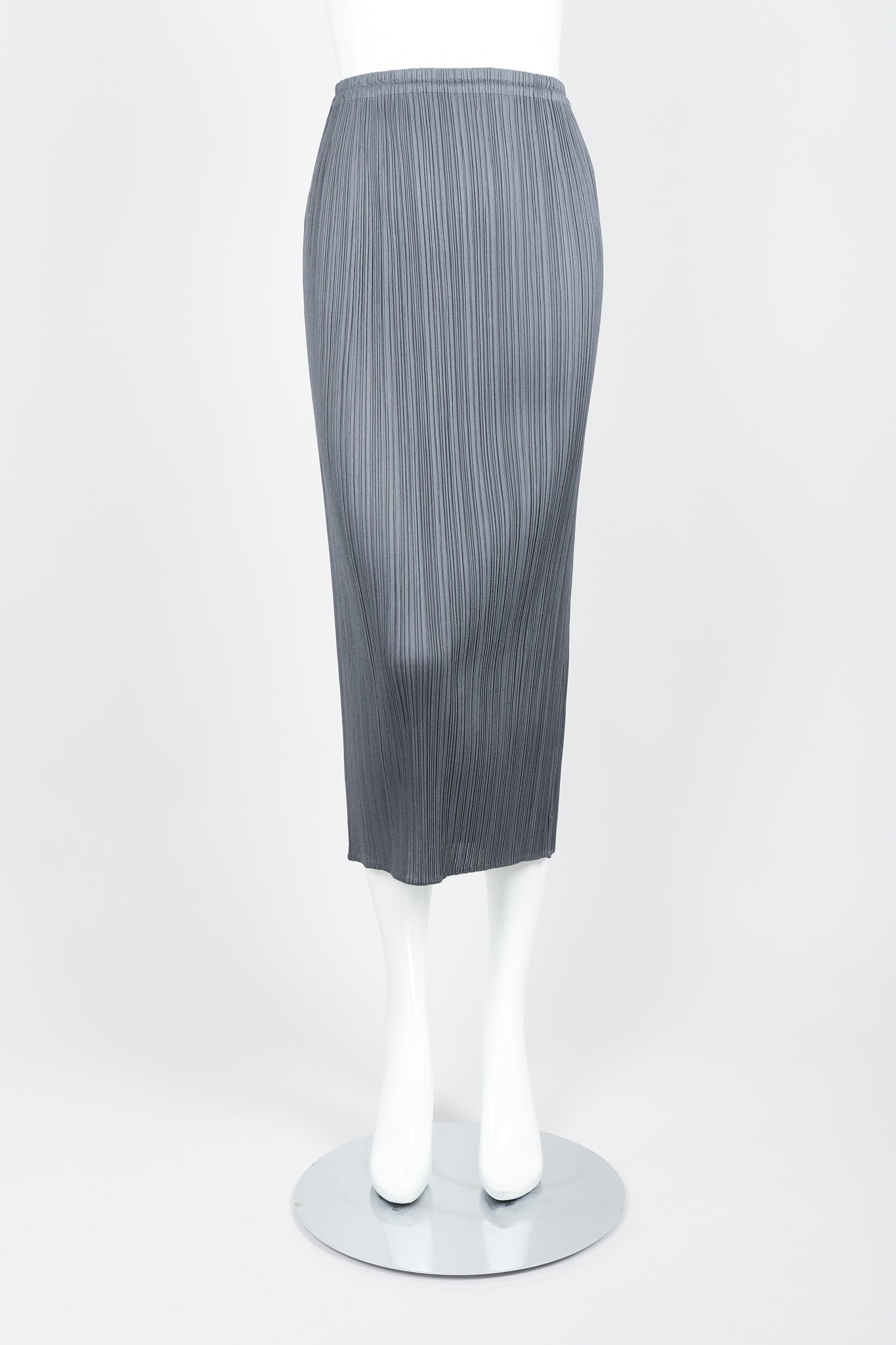 Vintage Issey Miyake Pleats Please Pleated Midi Skirt On Mannequin front at Recess