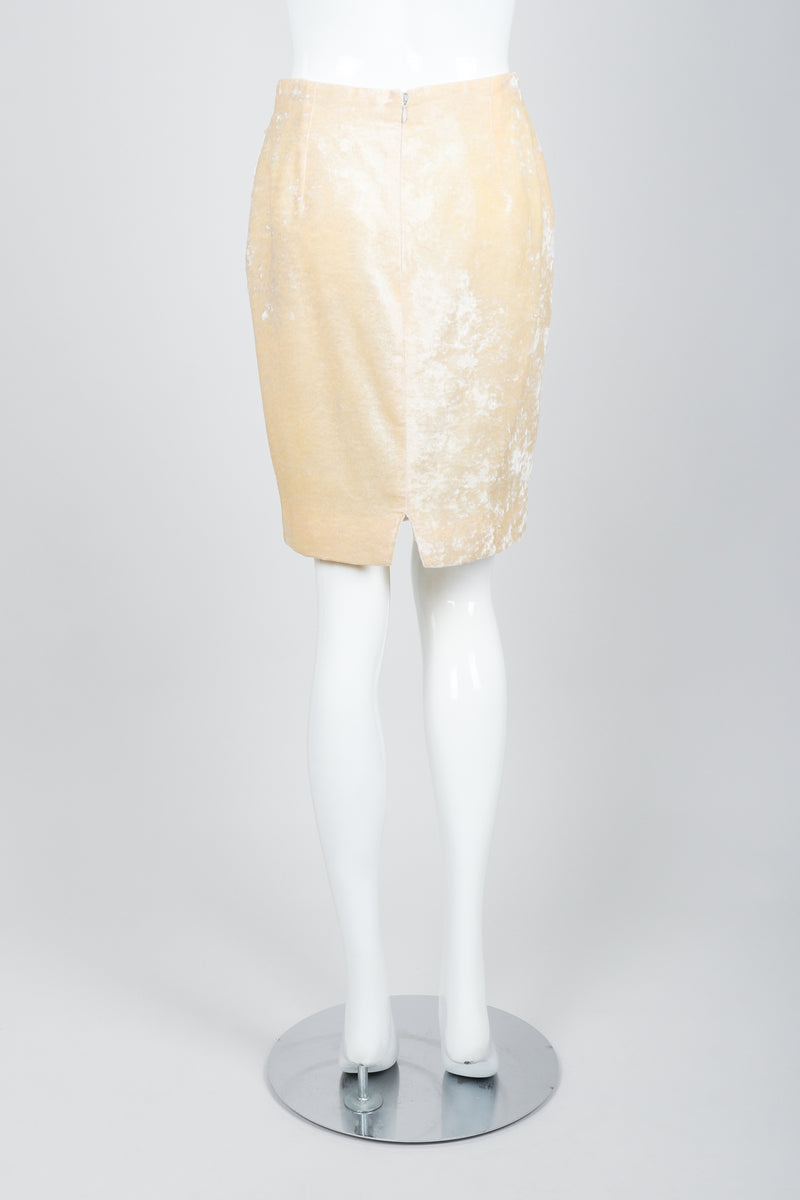 Vintage Istante Versace Vanilla Crushed Velvet Skirt Bridal Suit on Mannequin back