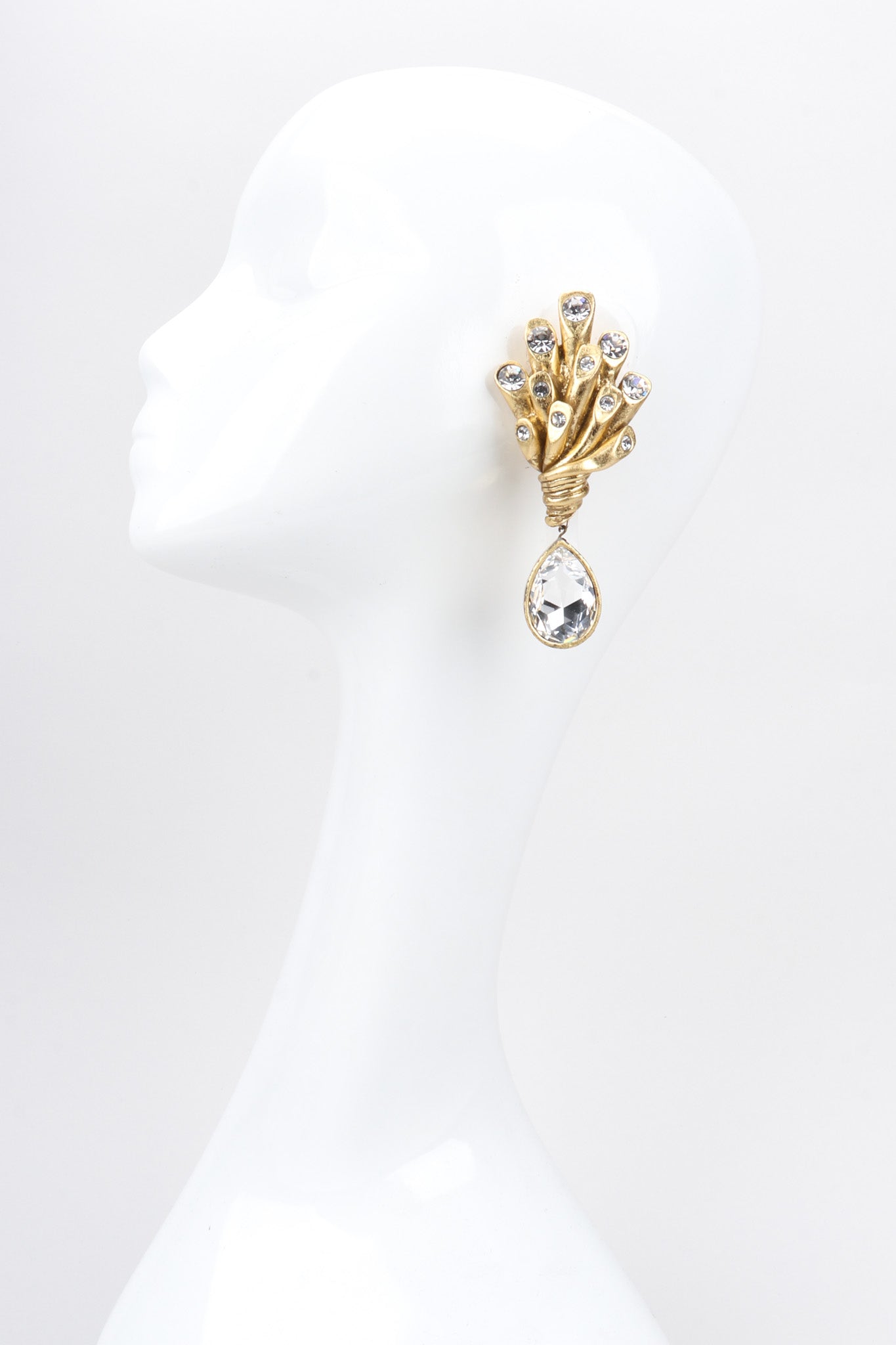 Recess Los Angeles Vintage J.Esquivel Crystal Coral Branch Drop Earring