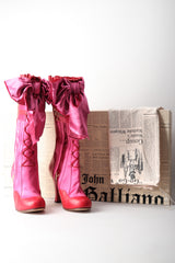 John Galliano Lolita Punk Satin Velvet Bow Boots