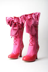 John Galliano Lolita Punk Satin Velvet Bow Boots