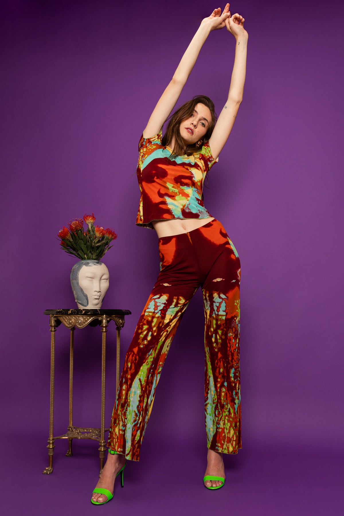 JEAN PAUL GAULTIER CLASSLQUEパンツ JEAN PAUL GAULTIER Zip-detailed belted pinstriped wool-twill wide