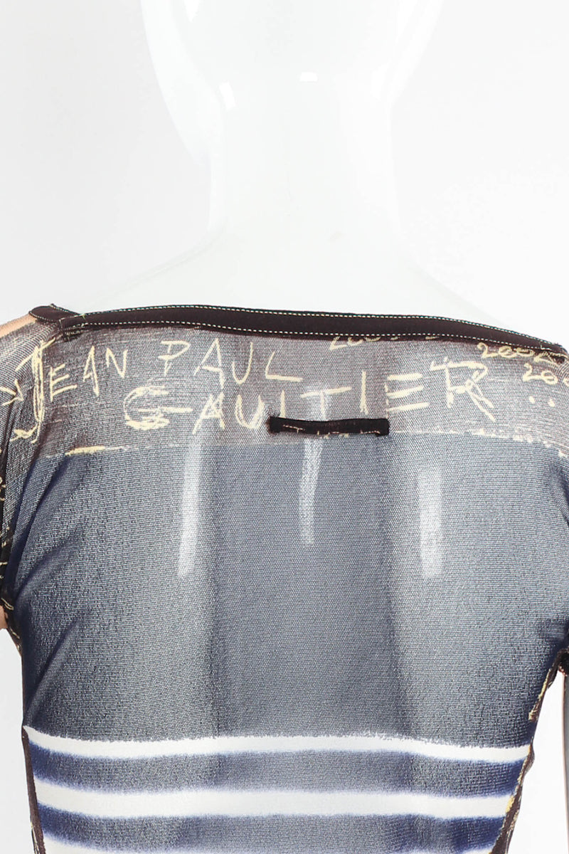 Vintage Jean Paul Gaultier 2001 Graffiti Nautical Mesh Tee mannequin front signed label @ Recess Los Angeles