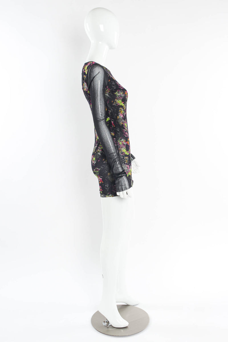 Vintage Jean Paul Gaultier Soleil Floral Foliage Mesh Dress mannequin side @ Recess LA