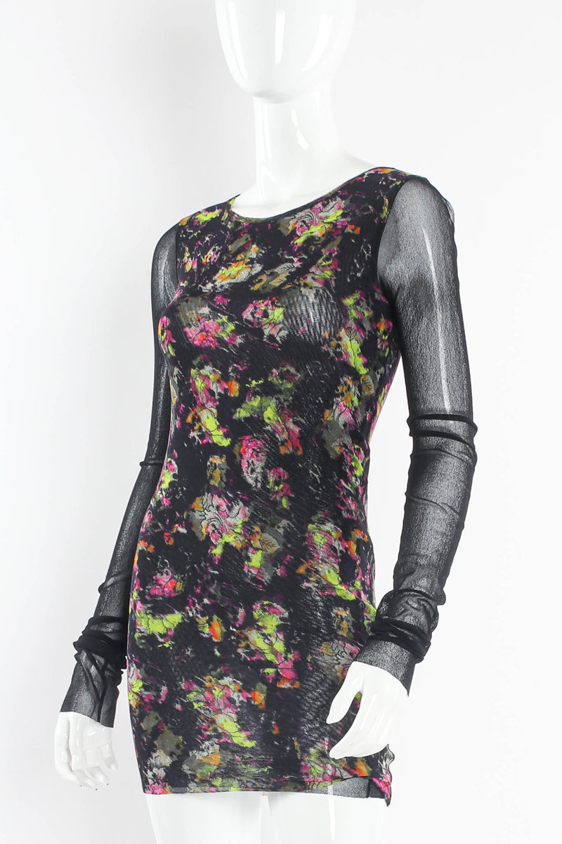 Vintage Jean Paul Gaultier Soleil Floral Foliage Mesh Dress mannequin angle @ Recess LA