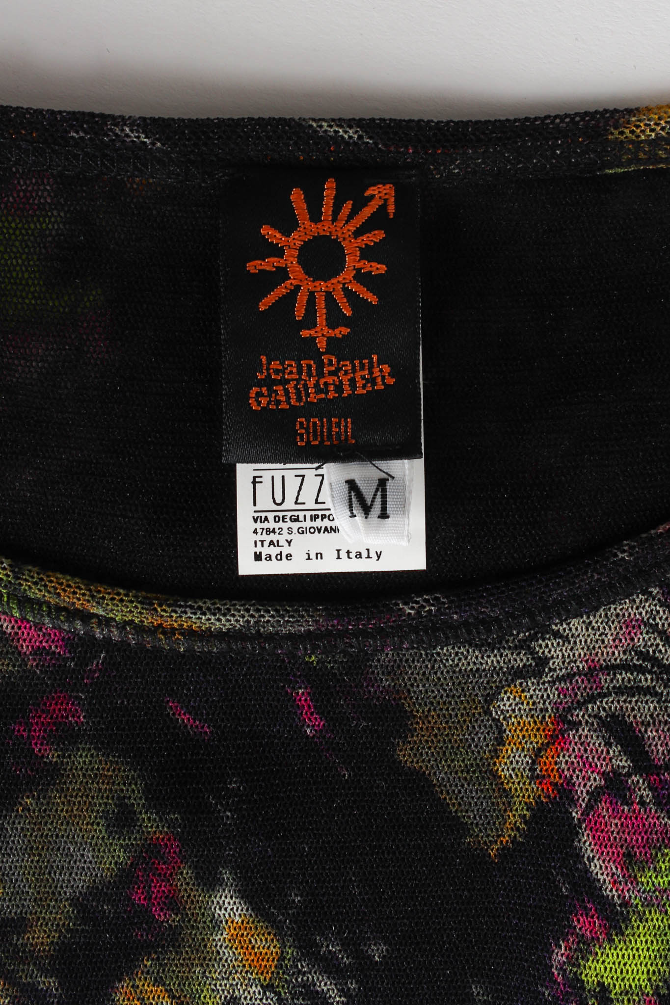 Vintage Jean Paul Gaultier Soleil Acid Foliage Mesh Dress tags @ Recess LA