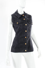 Vintage Jean Paul Gaultier Denim Lace Up Vest mannequin front close @ Recess Los Angeles