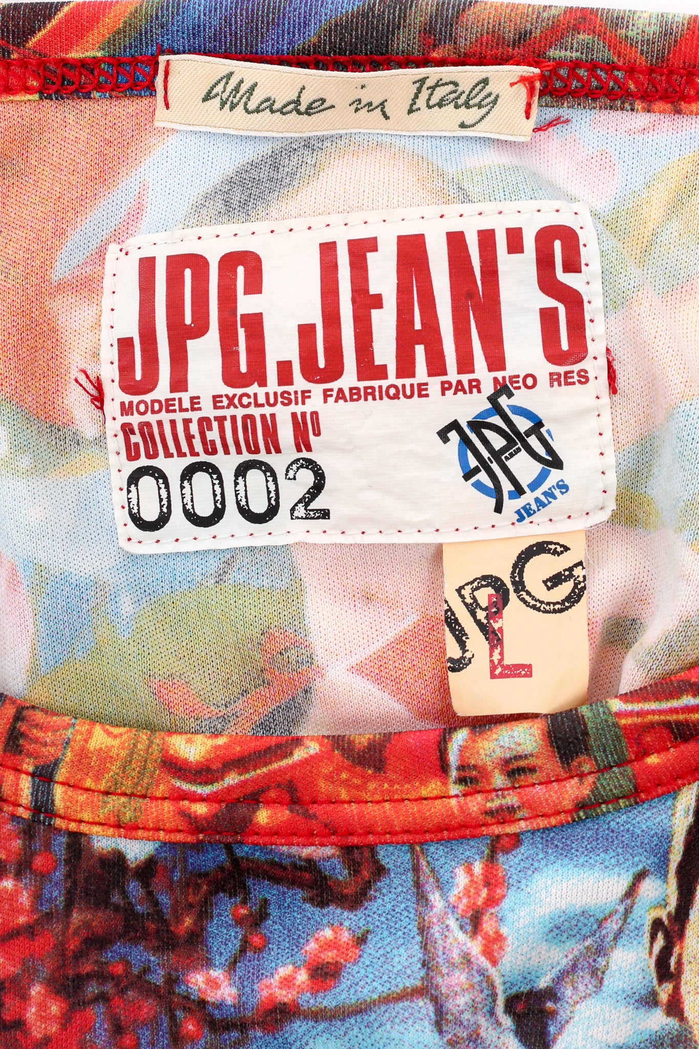 Vintage Jean Paul Gaultier JPG Jeans Chinese Art Top label at Recess Los Angeles