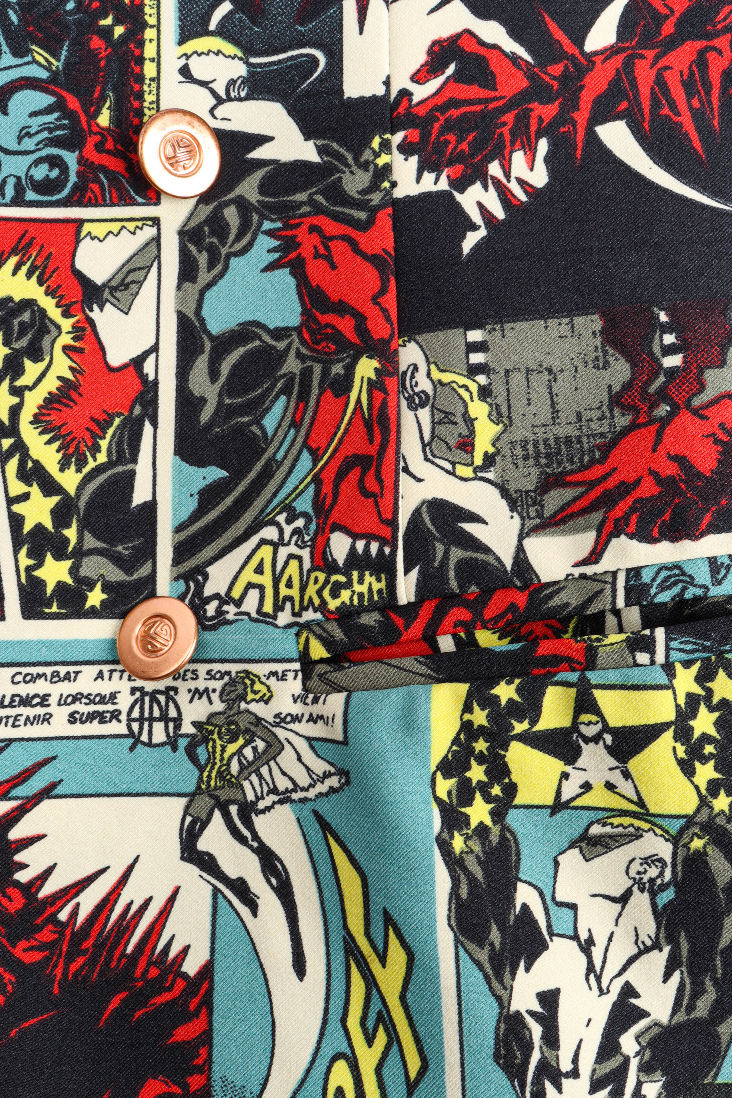 Vintage JPG Monogram Comic Book Blazer pocket/button detail @ Recess LA