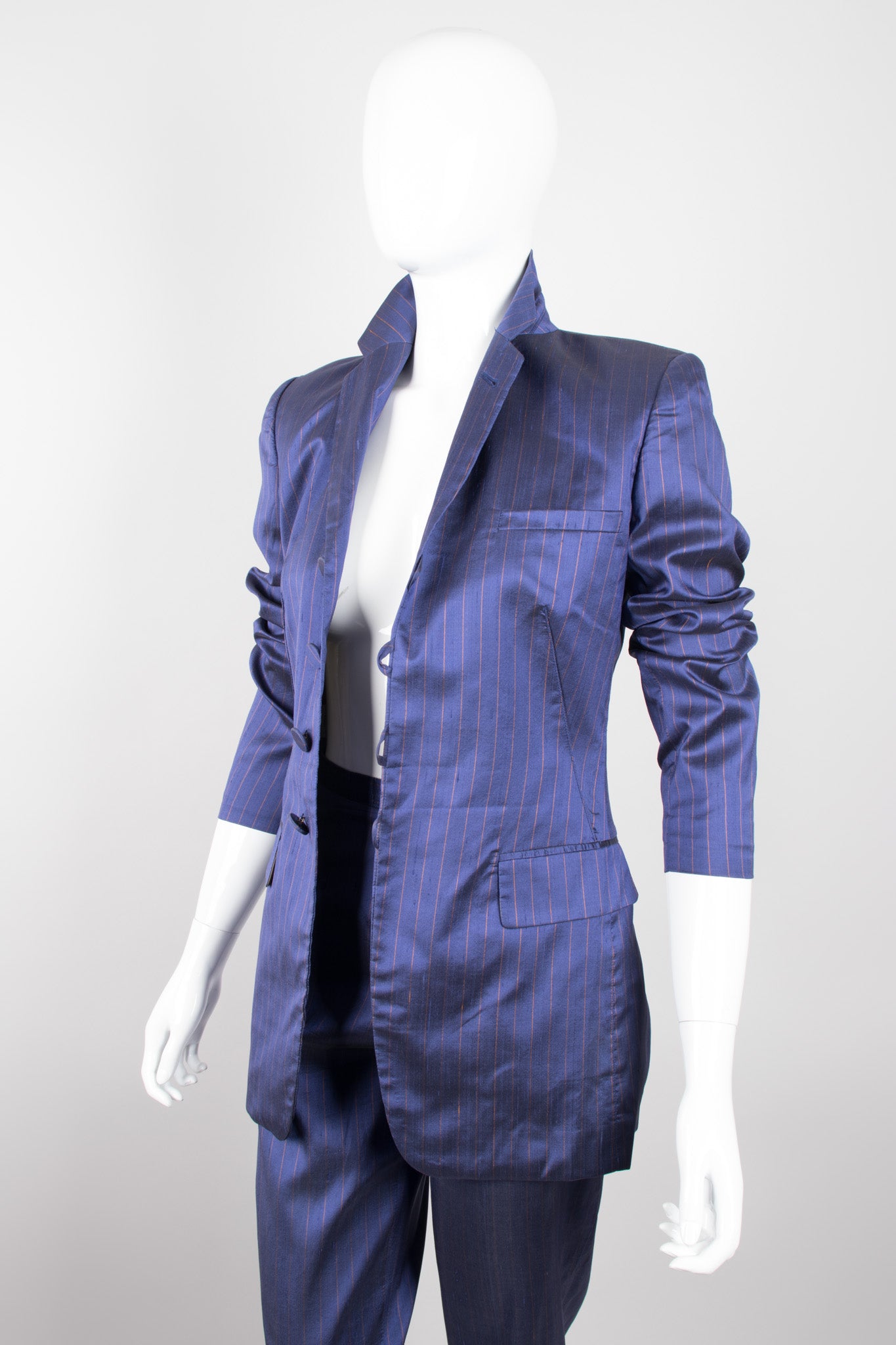 Jean Paul Gaultier JPG Classique Pinstripe Silk Jacket & Pant Set