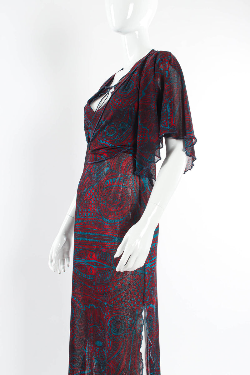 Vintage Jean Paul Gaultier Soleil Tribal Shawl & Dress Set mannequin angle close @ Recess Los Angeles
