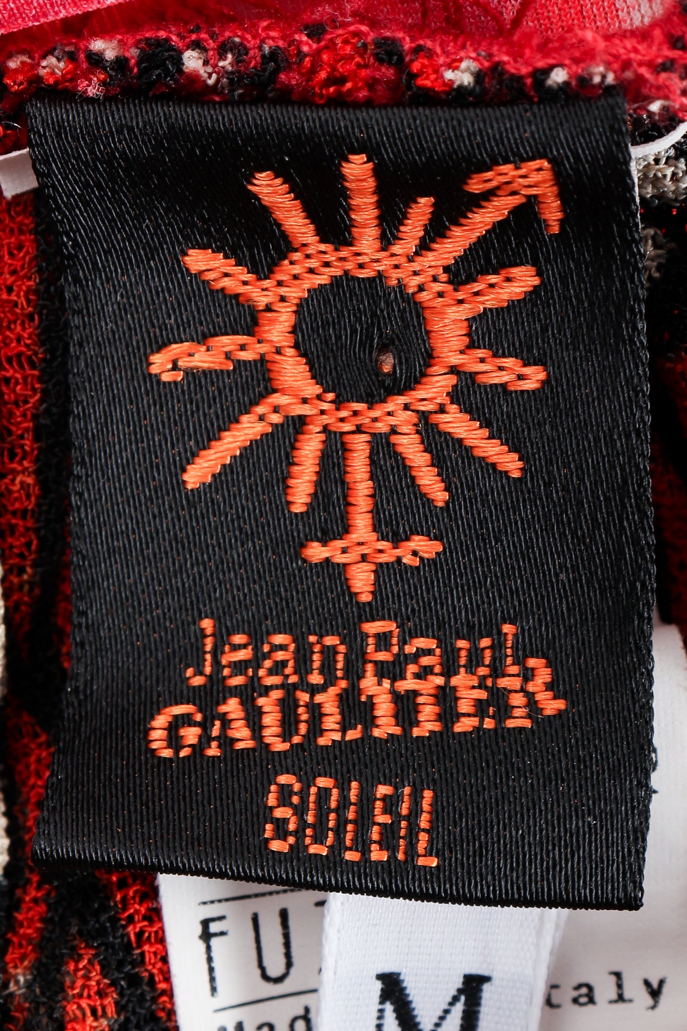 Vintage Jean Paul Gaultier Soleil Wax Print Skirt label at Recess Los Angeles