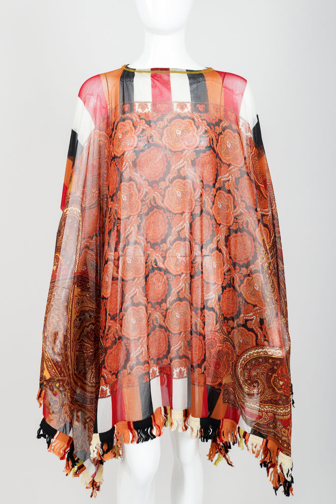 Vintage Jean Paul Gaultier Floral Paisley Mesh Poncho on Mannequin front crop at Recess