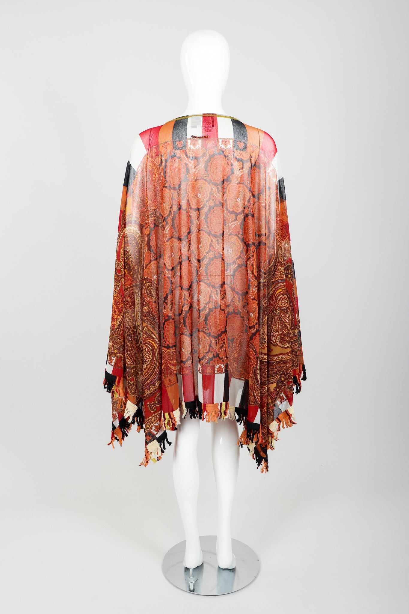 Vintage Jean Paul Gaultier Floral Paisley Mesh Poncho on Mannequin back at Recess